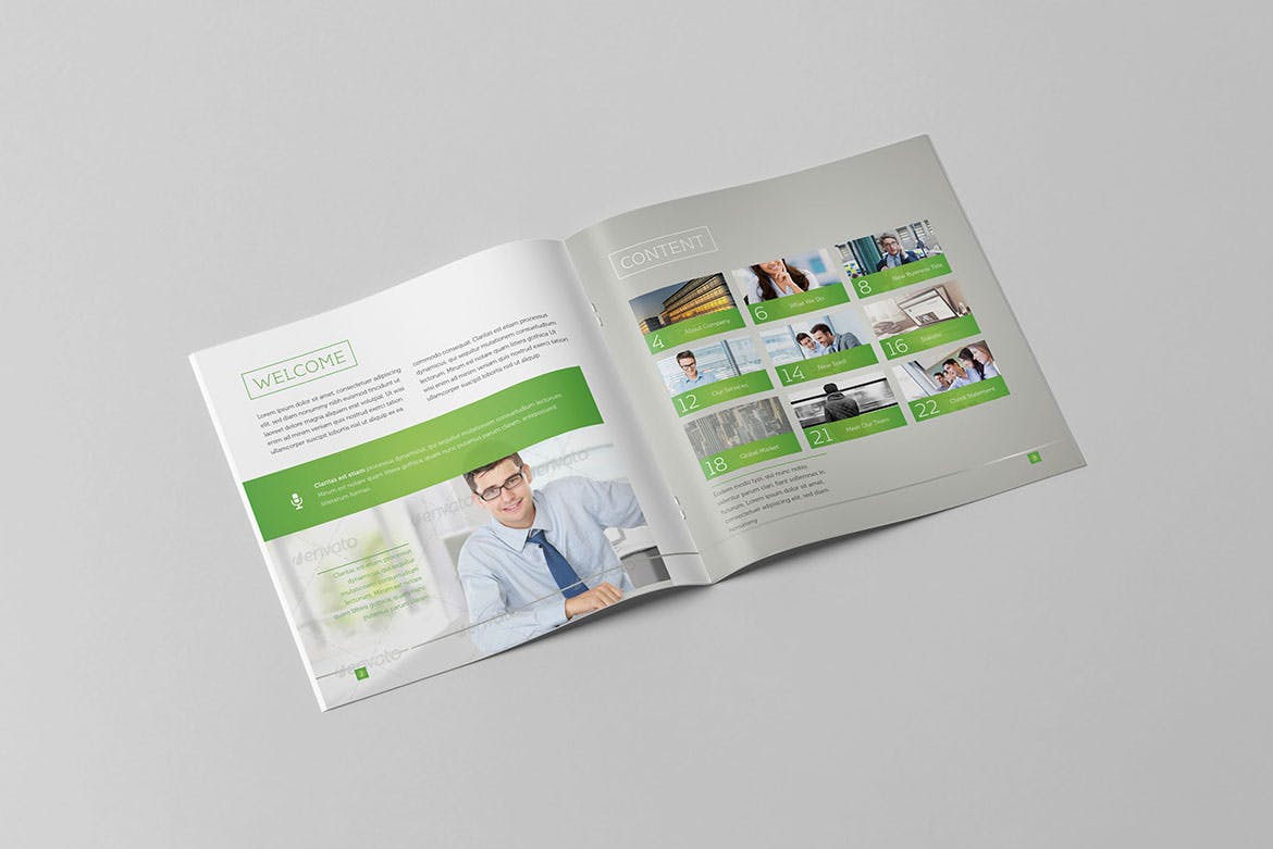 企业宣传精装画册版式设计INDD模板下载 Light Business Square Brochure插图3