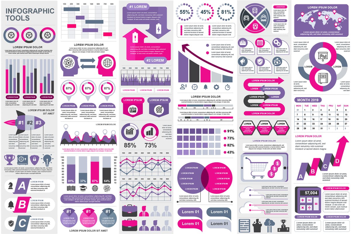 市场营销数据统计演示信息图表幻灯片设计元素 Presentation Infographic Elements Template插图