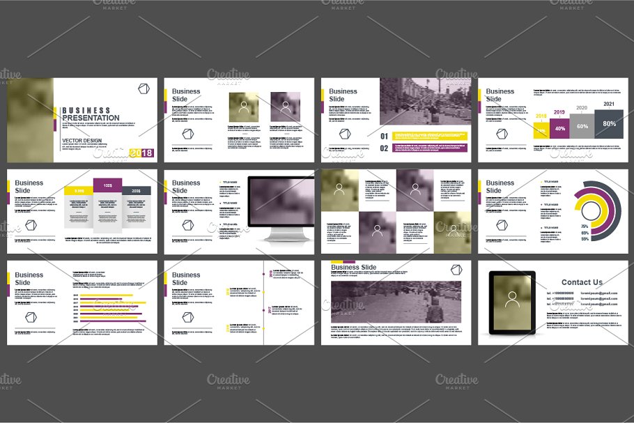 信息图表数据汇报工作幻灯片设计矢量图形 Powerpoint Slide Templates插图(7)