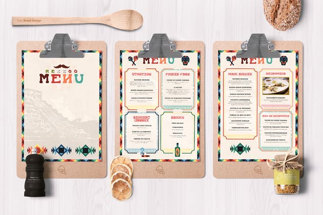 墨西哥风味餐馆菜单设计PSD模板 Mexican Style Food Menu Template插图(3)