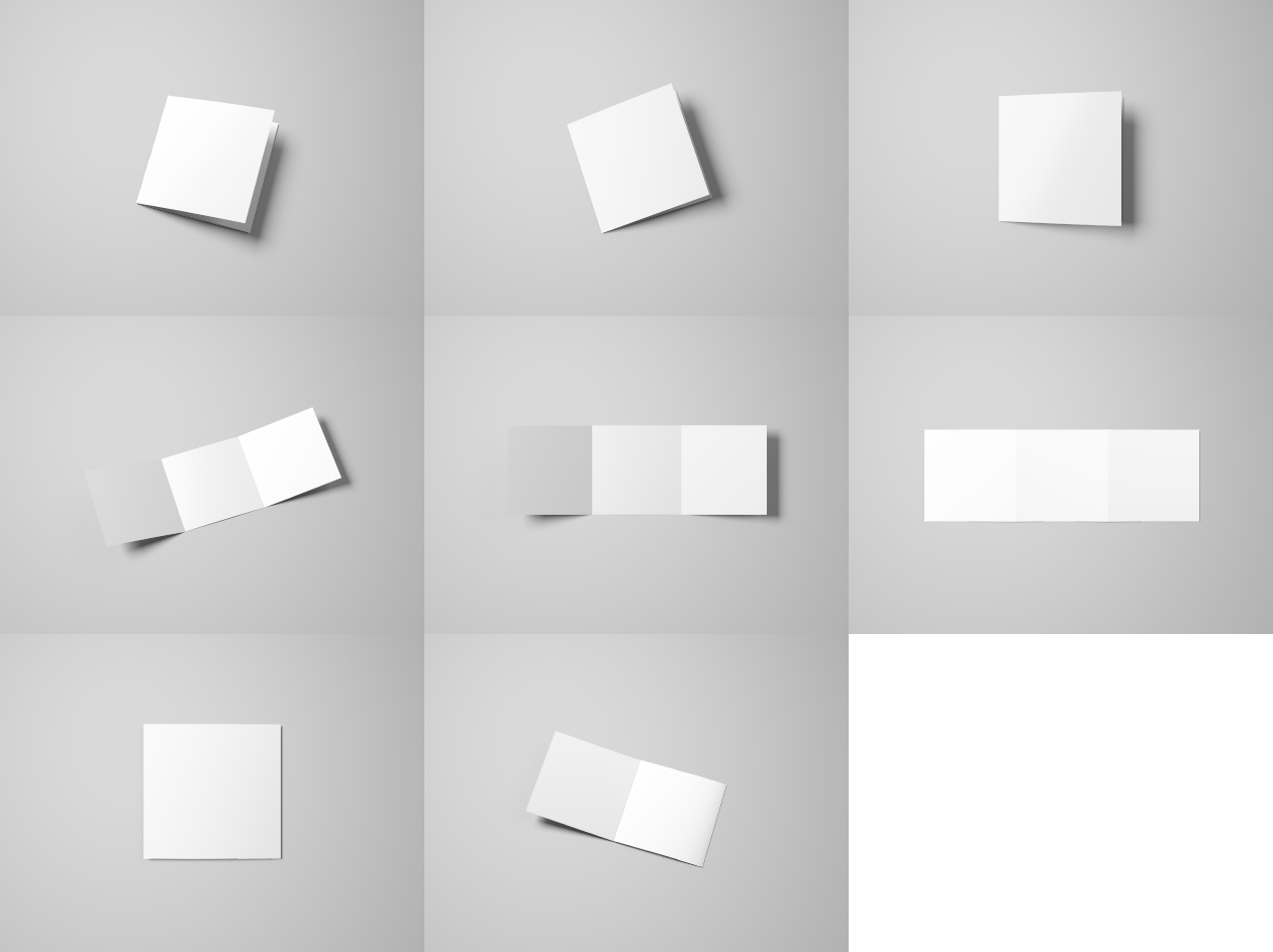 方形三折小册子设计内页印刷效果图样机模板 Square Tri-Fold Brochure Mockup插图(11)