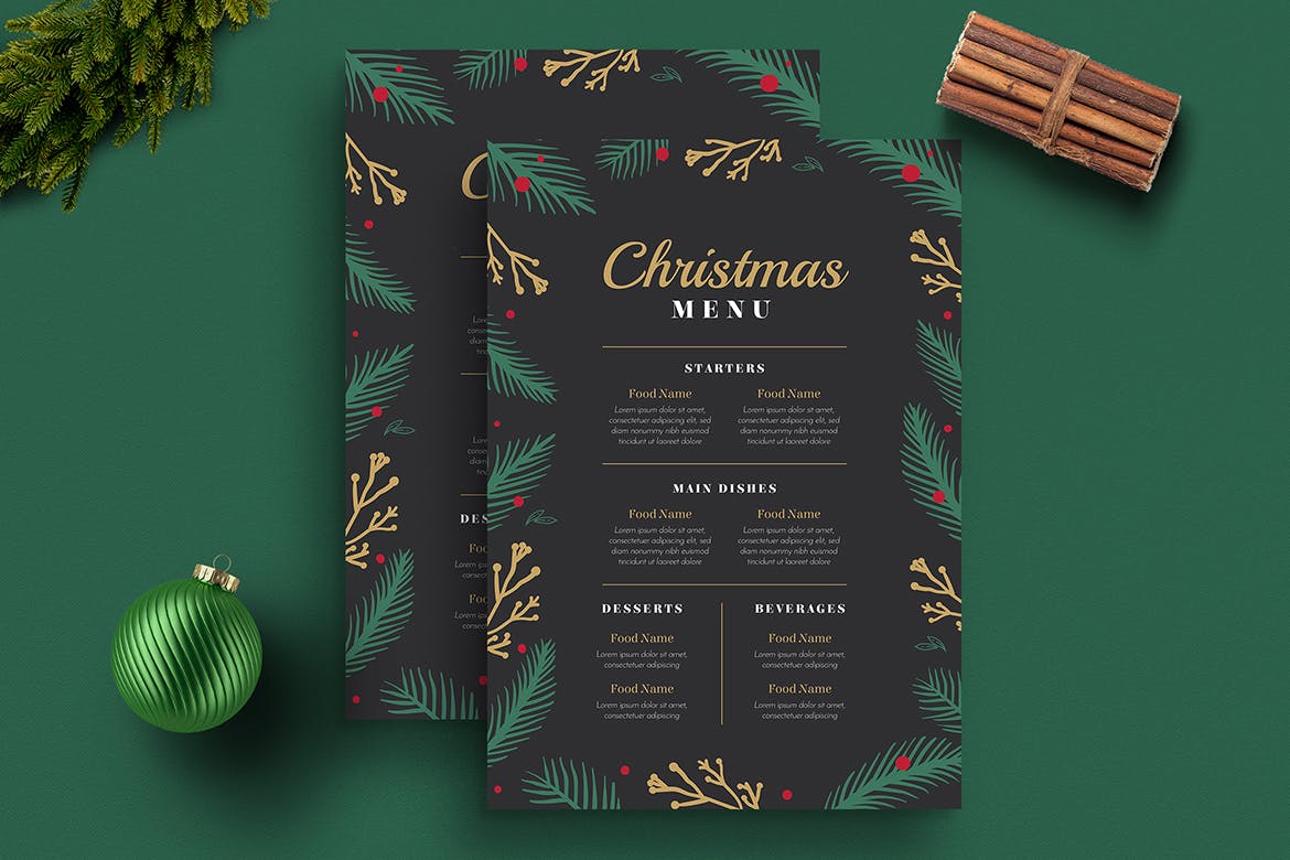 西餐厅圣诞节主题菜单设计模板 Special Christmas Menus插图4