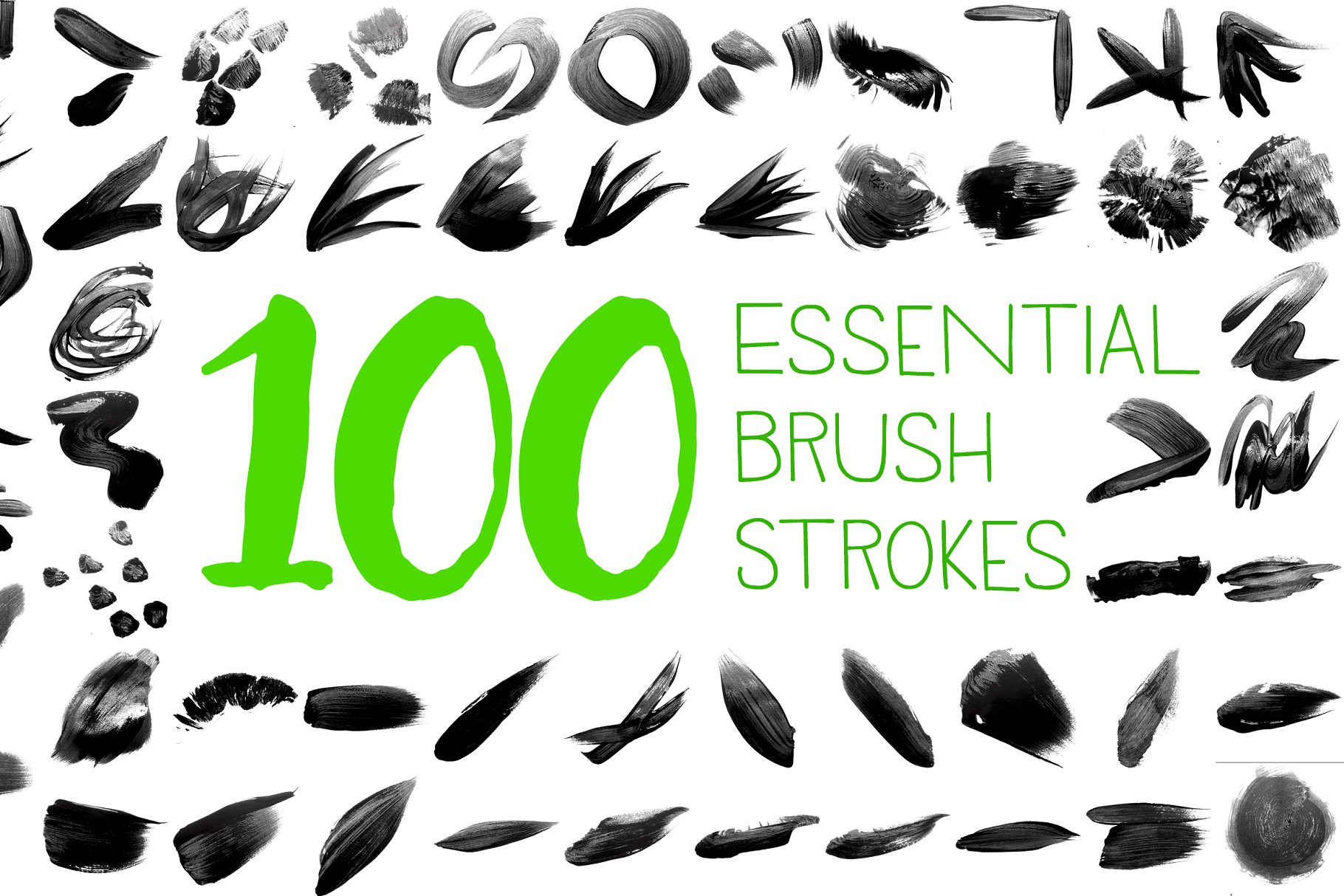 100个设计师必备的墨水笔画PS笔刷 100 Essential Brush Strokes插图