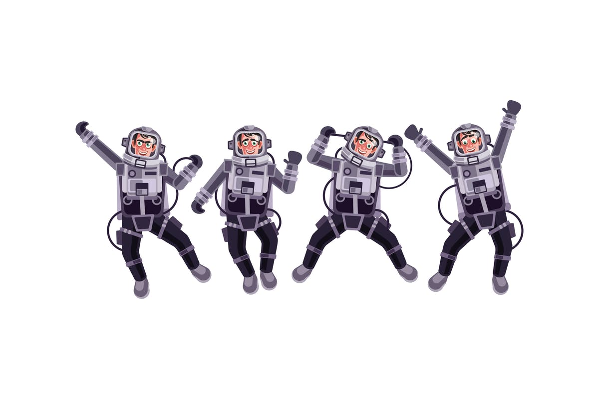 太空宇航员矢量插画设计素材 Astronaut Character Set Graphics Vector插图