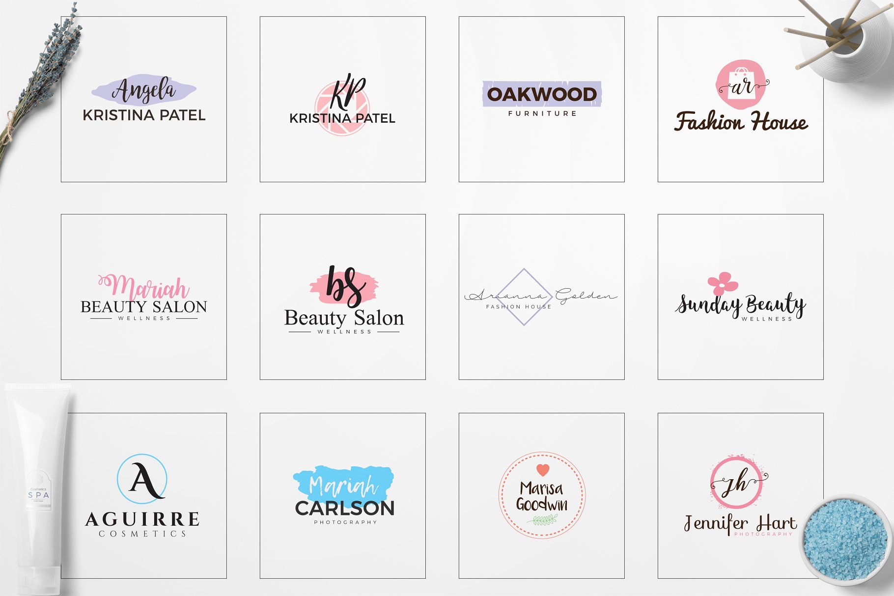 女性简约品牌Logo标志设计素材包 Feminine Minimal Branding Logo Pack插图4