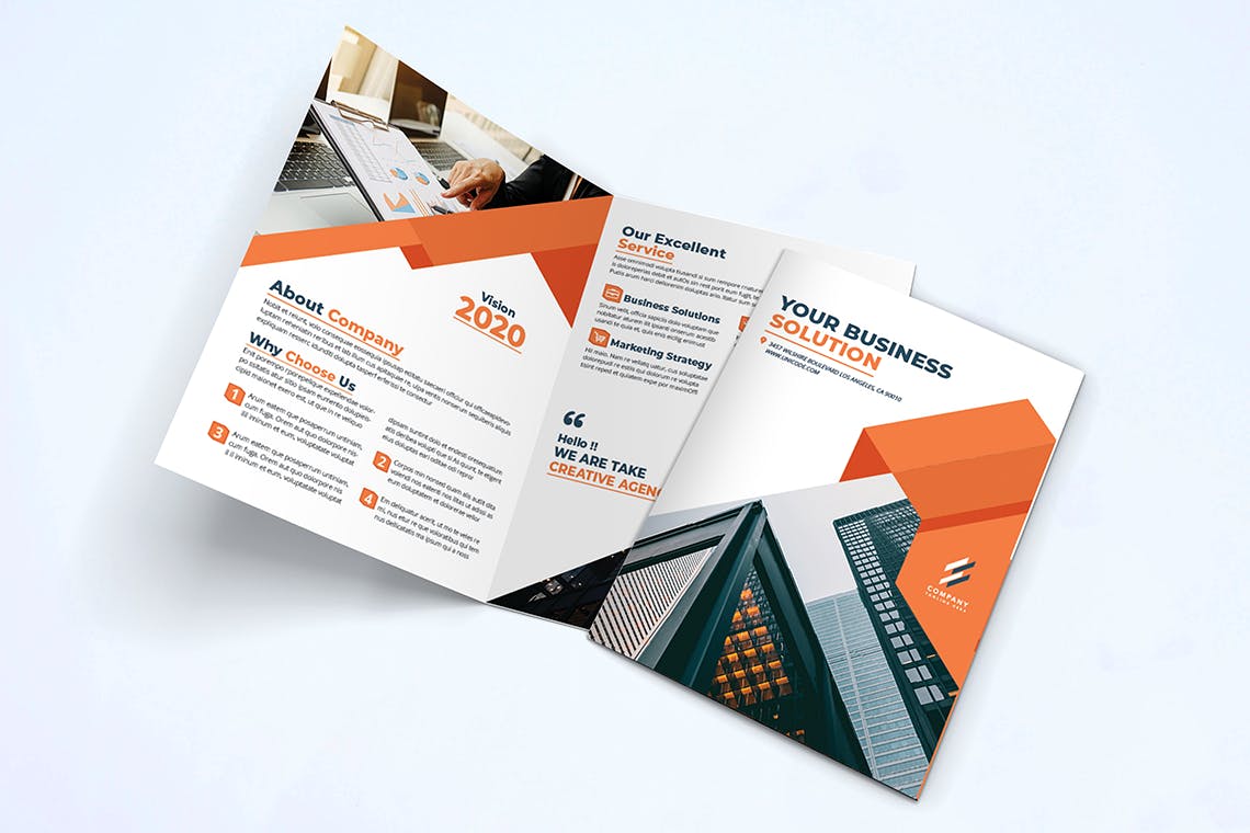 金融/贸易企业对折页宣传册设计模板 Bifold Brochure插图(2)
