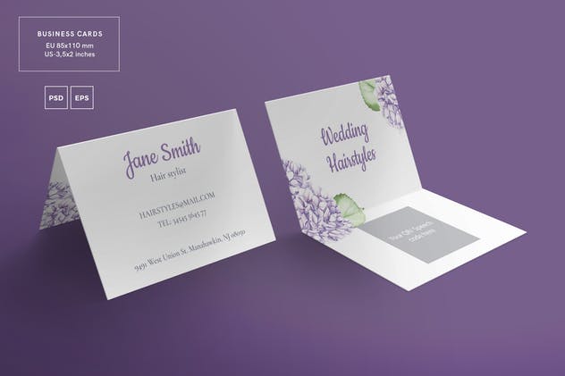 婚礼发型设计公司名片设计模板 Wedding Hairstyle Business Card Template插图(2)