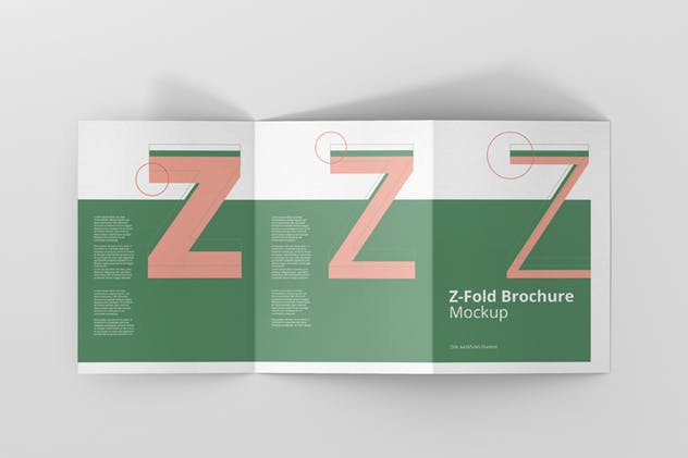 Z字母三折页宣传册样机 Z-Fold Brochure Mockup – Din A4 A5 A6插图12
