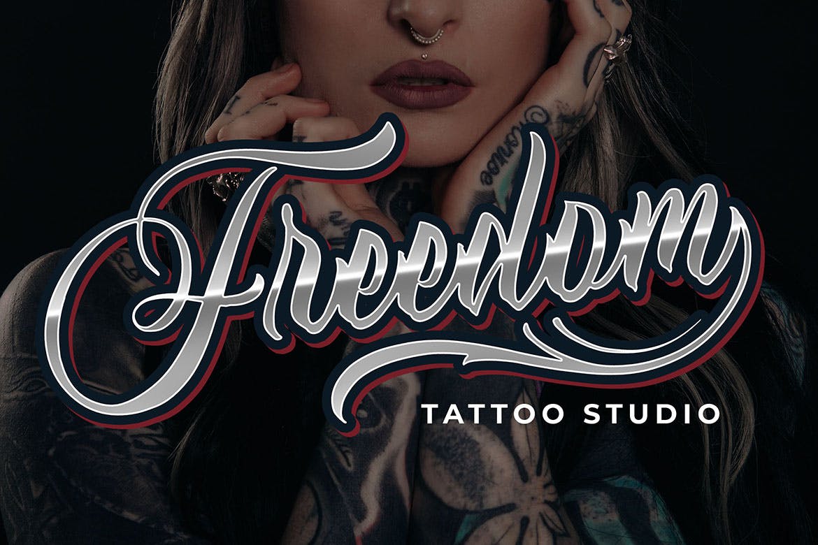 纹身徽章英文手写字体 Rumble Tattoos – Tattoos Typeface插图1