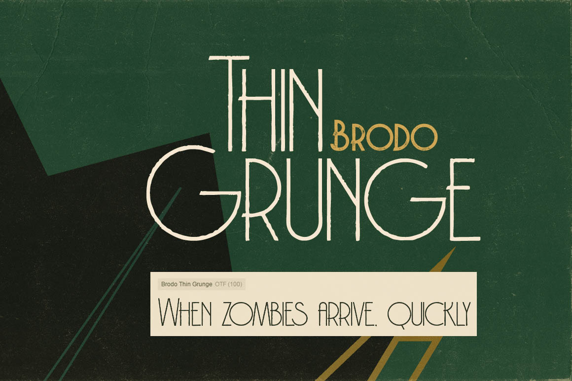 独特的复古或artdeco风格定制无衬线字体 Brodo Thin Grunge Font插图1
