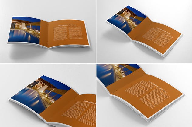 简约方形杂志宣传册样机 Square Brochure Mockups插图(3)