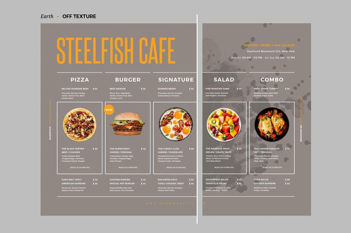 时尚高端简约多用途的餐厅饭店餐单菜谱设计海报宣传单DM折页设计模板插图(4)