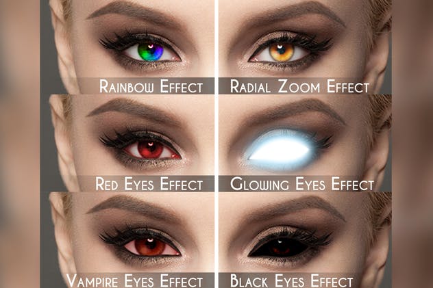 人物照片美瞳特效PS动作 Eyes Photoshop Action插图(2)