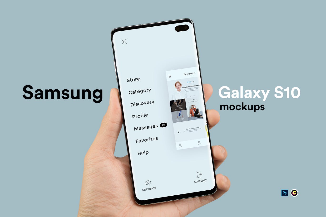 三星全面屏智能手机Galaxy S10样机 Mobile Mockups插图