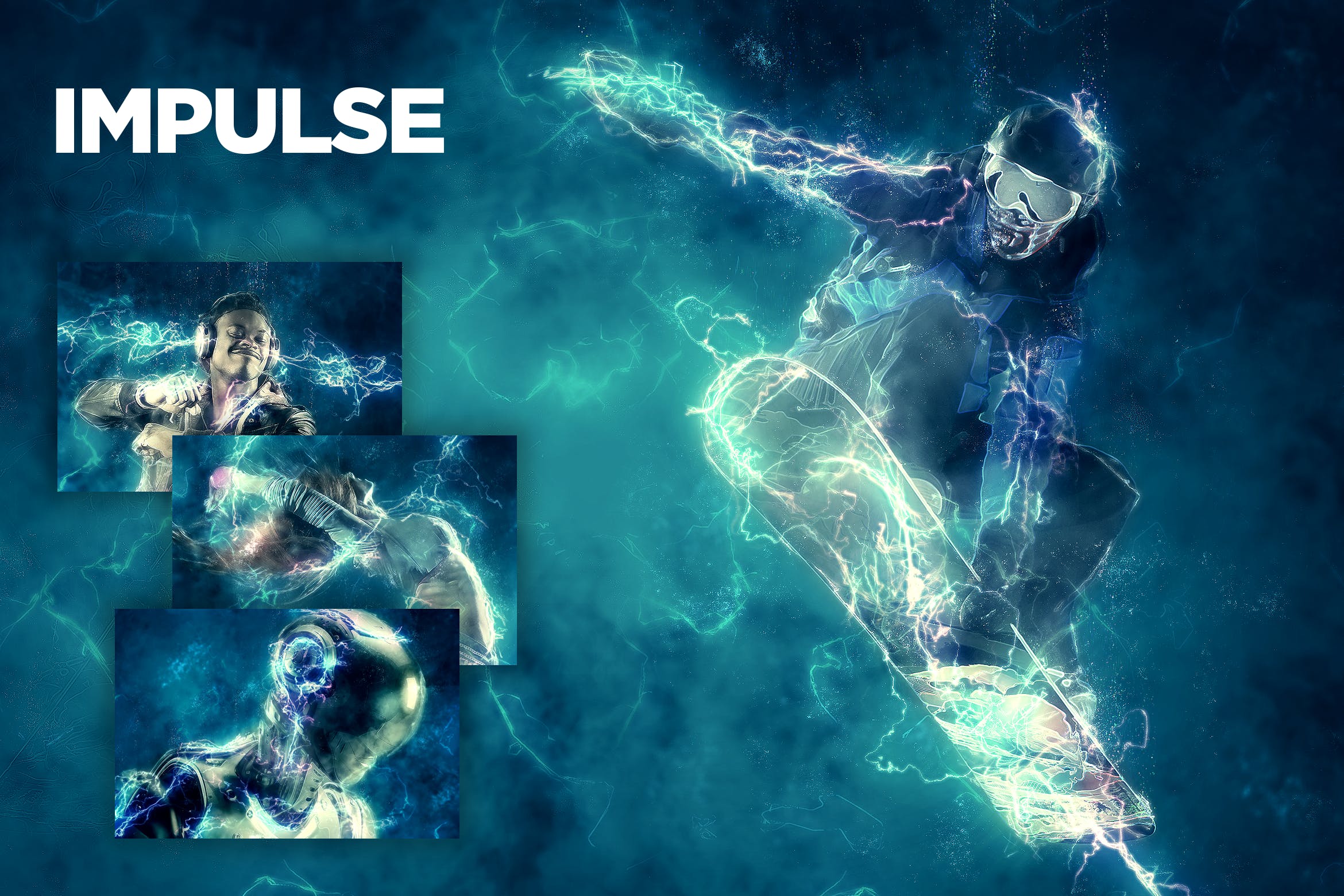 炫酷闪电能量环绕特效PS动作 Impulse CS4+ Photoshop Action插图