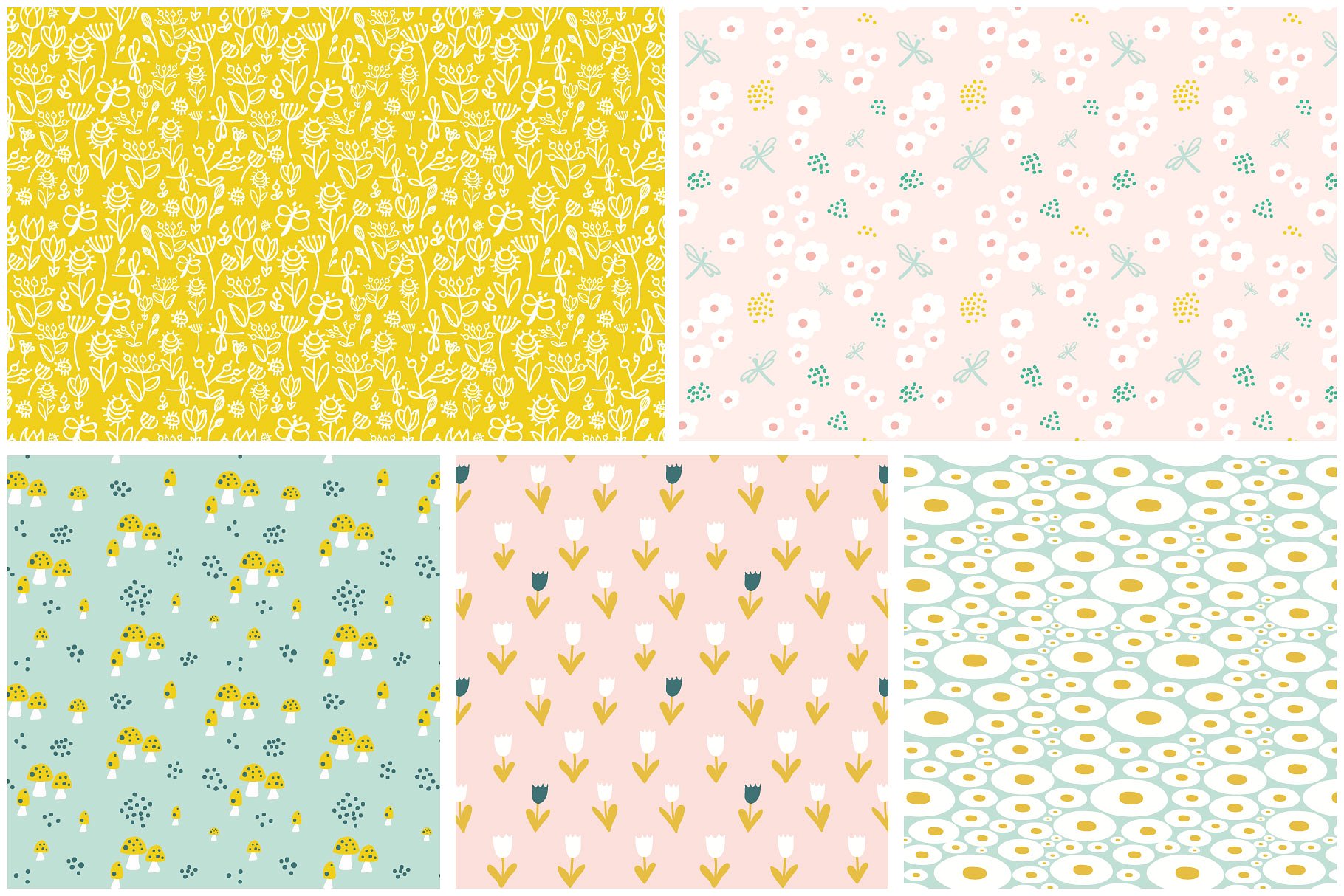 春天花卉图案纹理 Spring Flowers Pattern Collection插图(2)