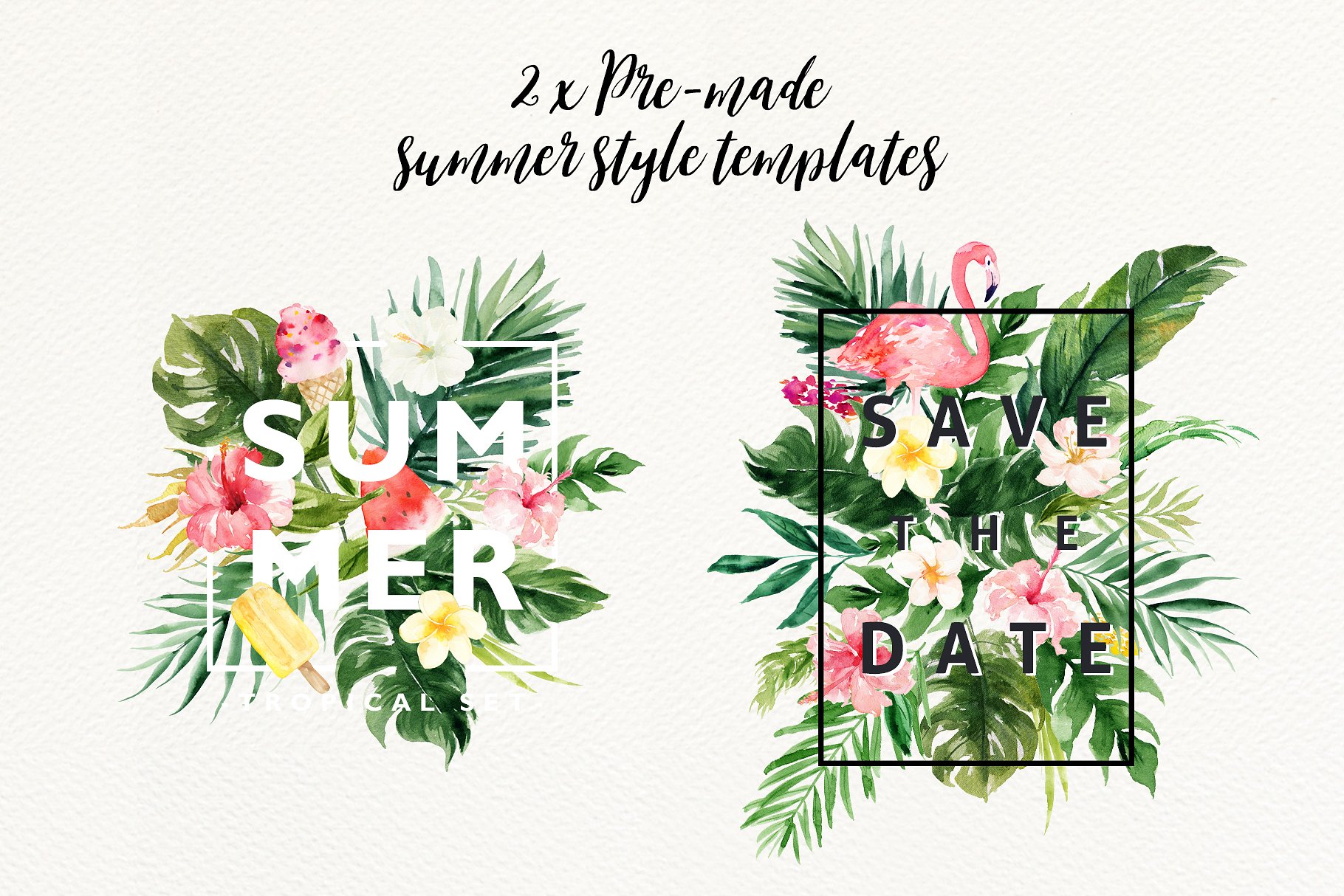 热带夏季手绘设计元素 Summer Design Set-Tropical插图4