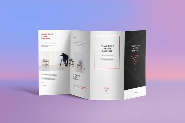 4折页广告传单小册子样机 4 Fold Brochure Mockups插图(5)