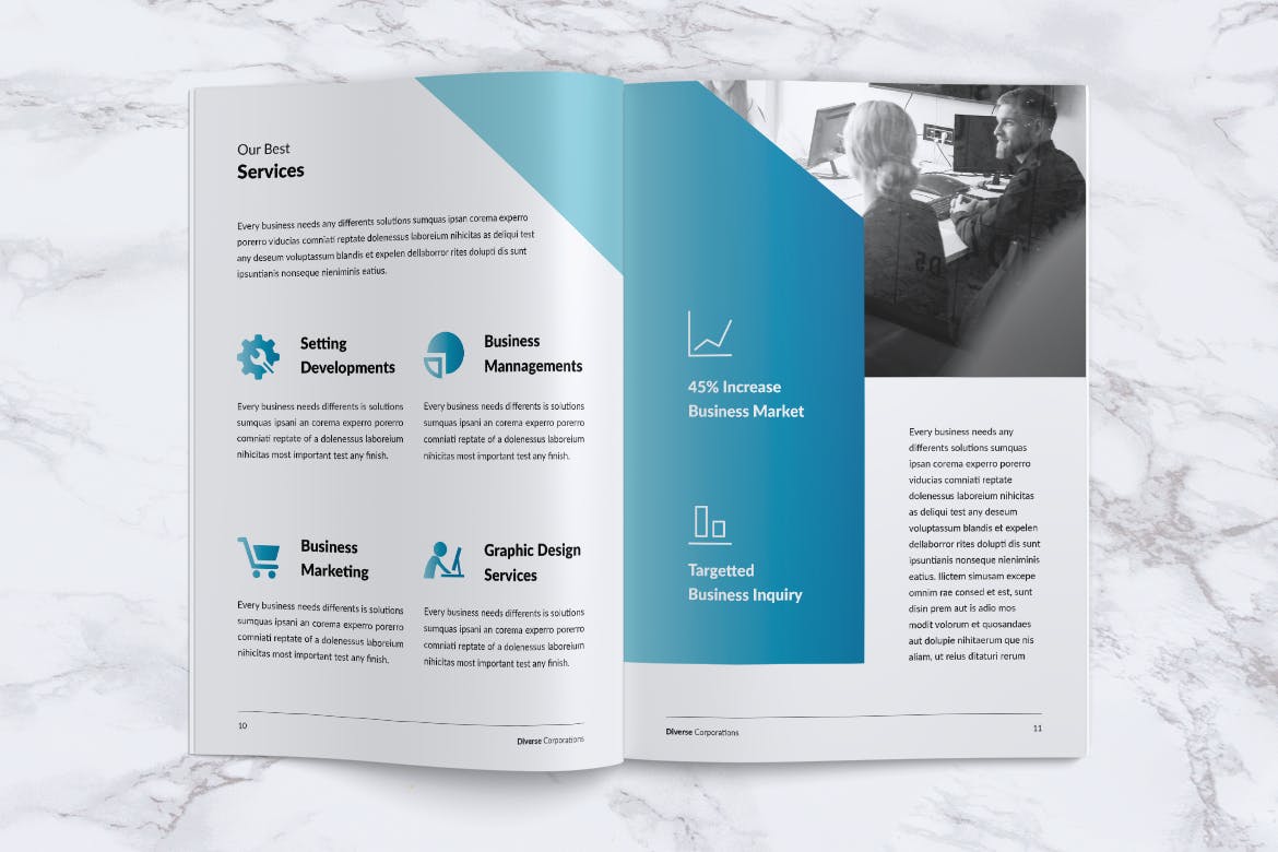 多元化大型公司简介企业画册设计模板 DIVERSE Professional Company Profile Brochures插图5