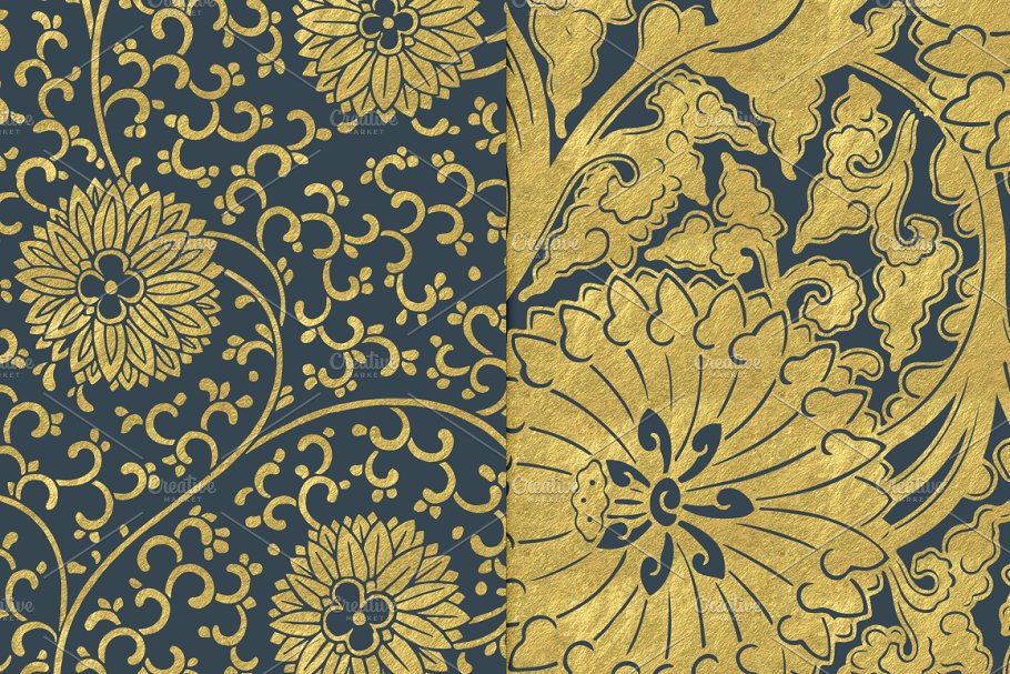 高贵奢华灰色和金色花卉背景 Gray and Gold Floral Backgrounds插图(2)