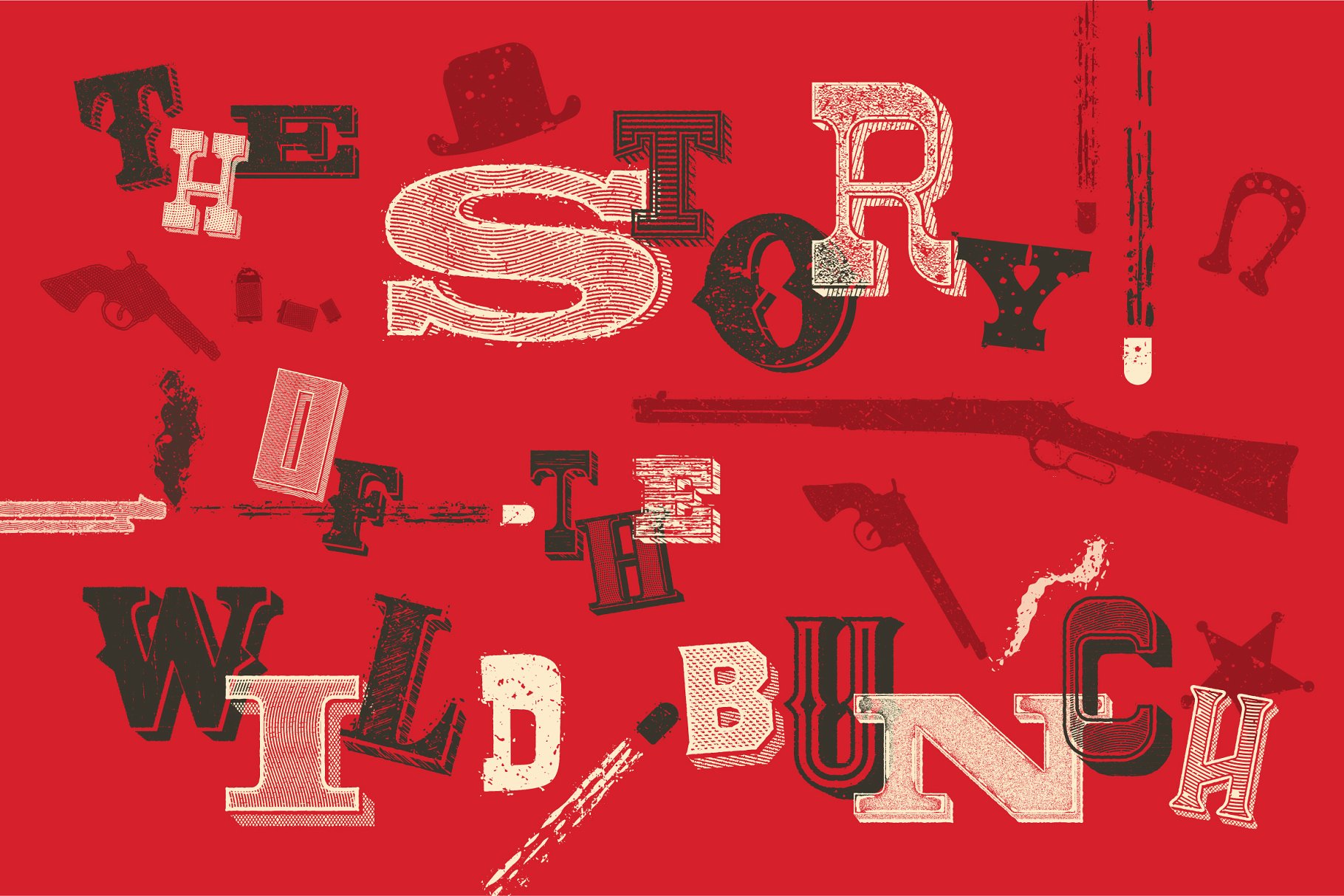 复古西部牛仔电影风格AI图层样式 Western Typography Saloon插图1
