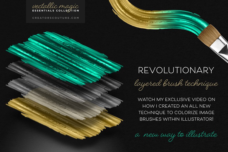 惊人美丽的金属油漆AI笔刷 Vectallic Magic Brush Revolution!插图7
