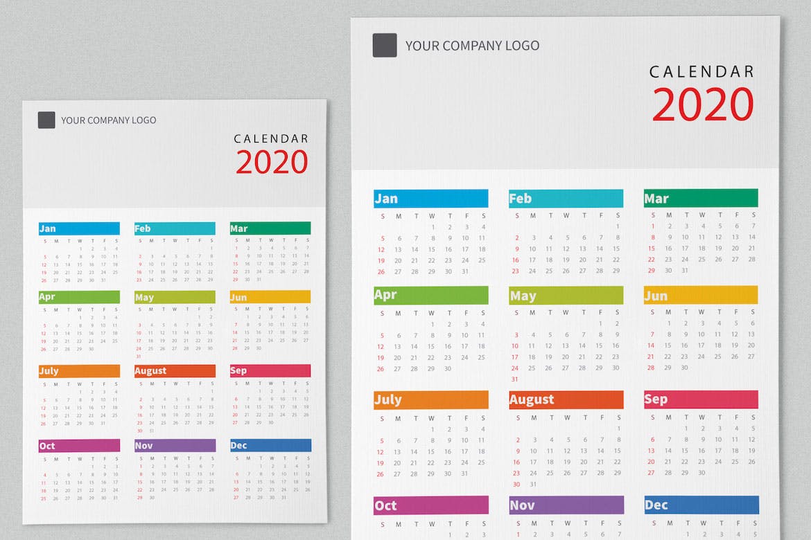 极简主义风格2020年历日历设计模板 Creative Calendar Pro 2020插图(2)