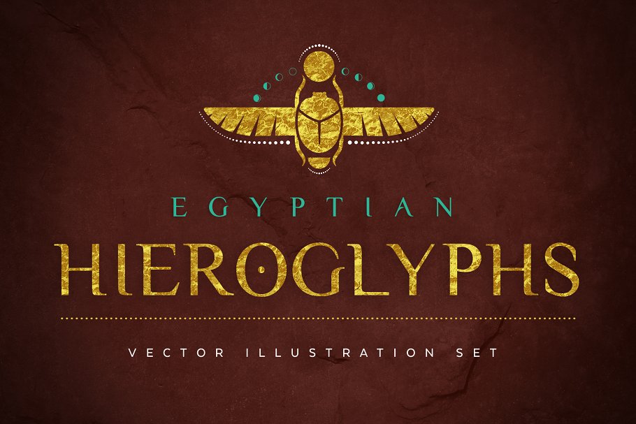 埃及象形文字矢量集 Egyptian Hieroglyphs Vector Set插图