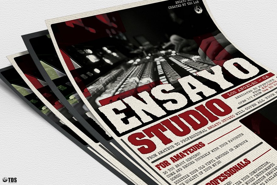 音乐工作室宣传传单PSD模板 Music Studio Flyer PSD插图(4)