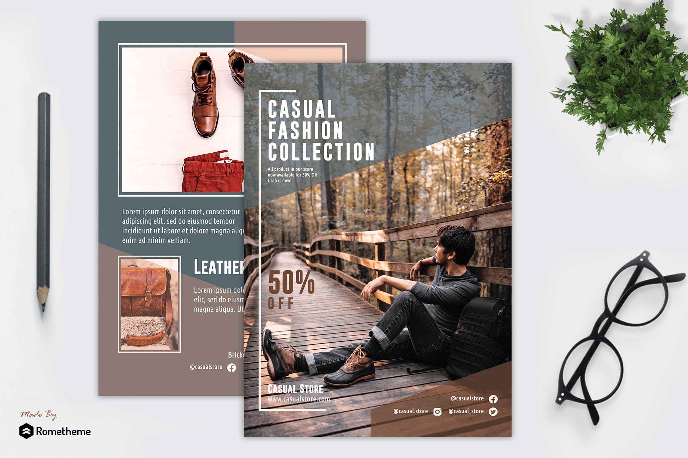 时尚服装品牌广告海报设计模板 Casual Fashion – Flyer Template插图