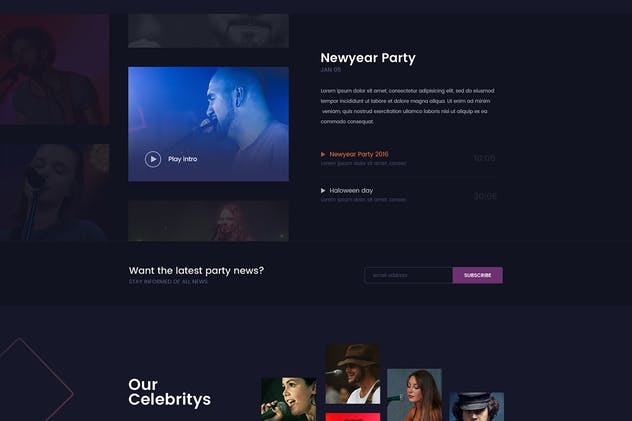 DJ音乐俱乐部夜场网站设计PSD模板 Friday Night DJ Club Music Party Celerity Template插图(2)