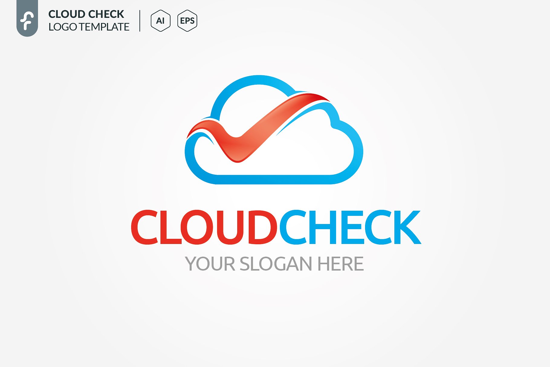 云计算云监控服务Logo模板 Cloud Check Logo插图(1)