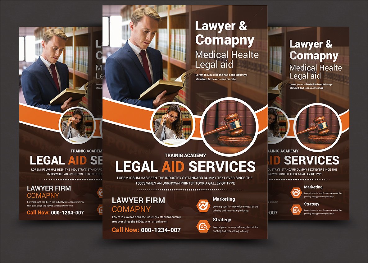 律师事务所宣传海报传单设计模板 Lawyer Firm Business Flyer Template插图