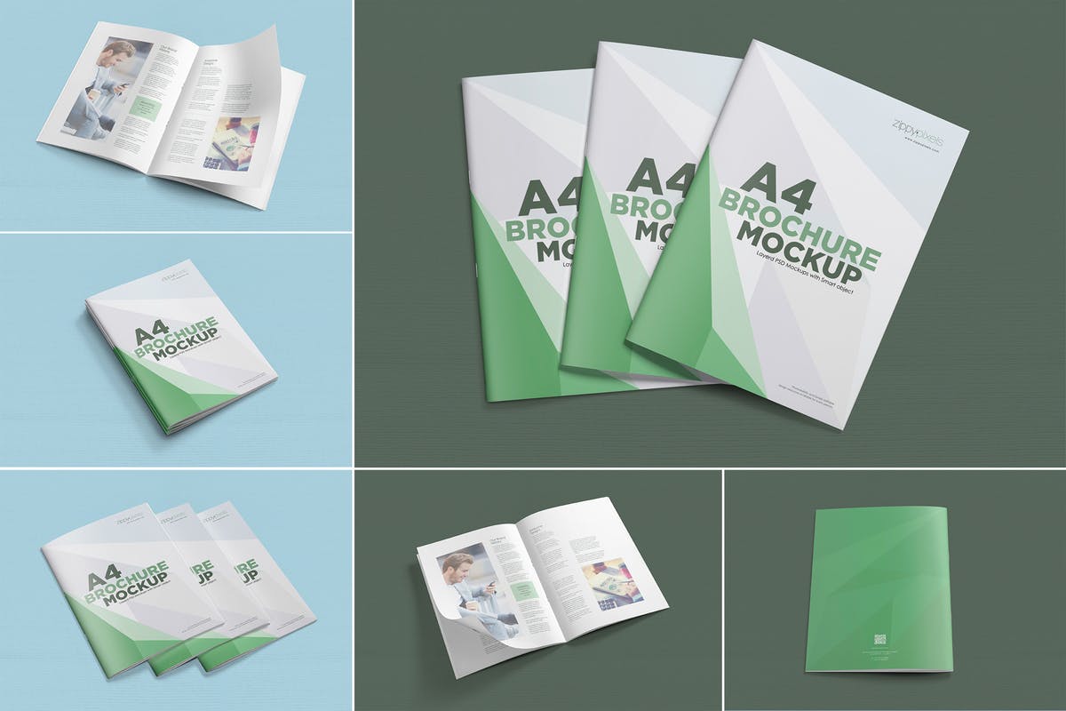 A4规格品牌杂志画册样机模板 6 A4 brochure mockup插图