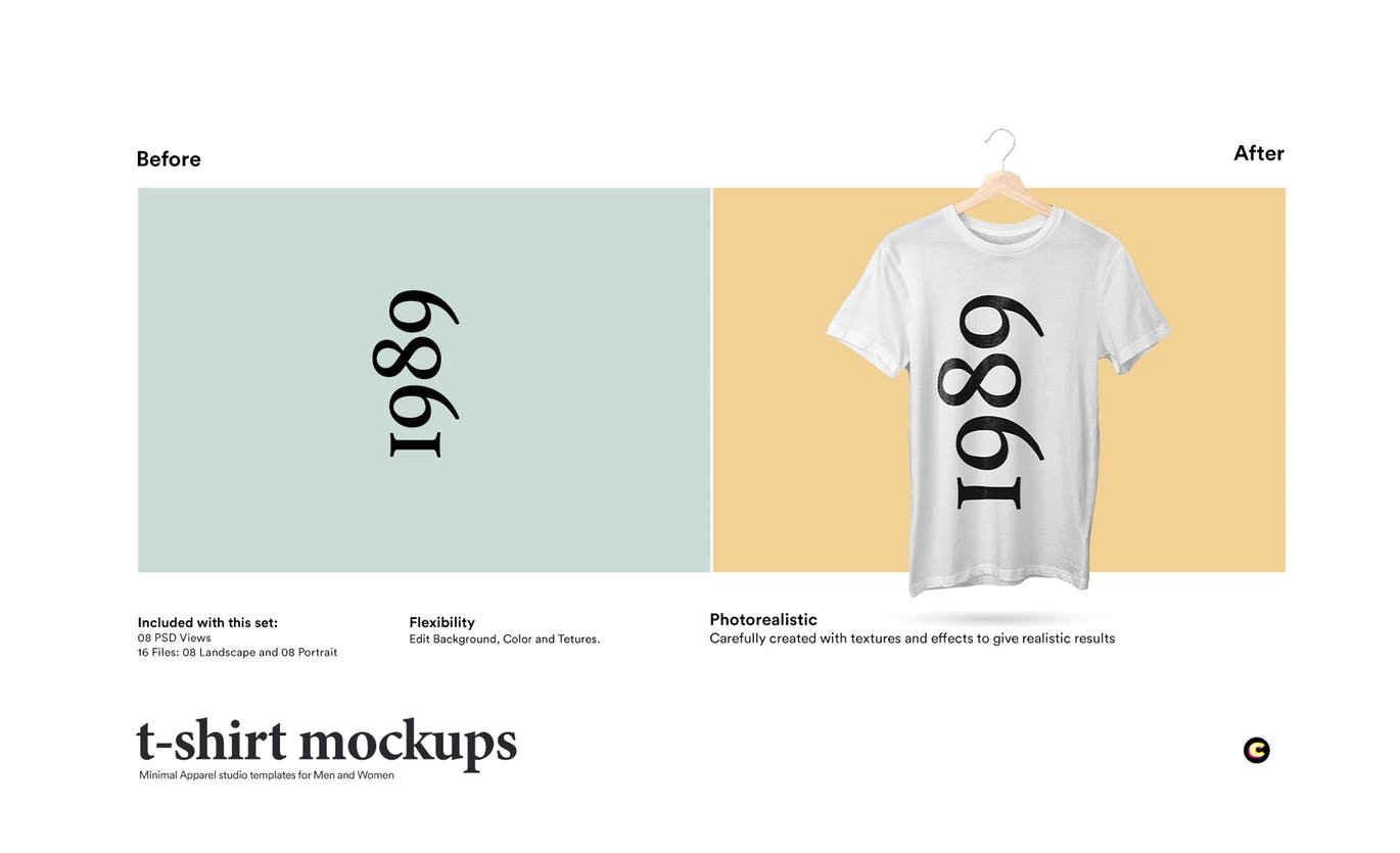 经典晾挂式T恤设计效果图样机大洋岛精选模板集 T-Shirt Mock-Up Set插图2