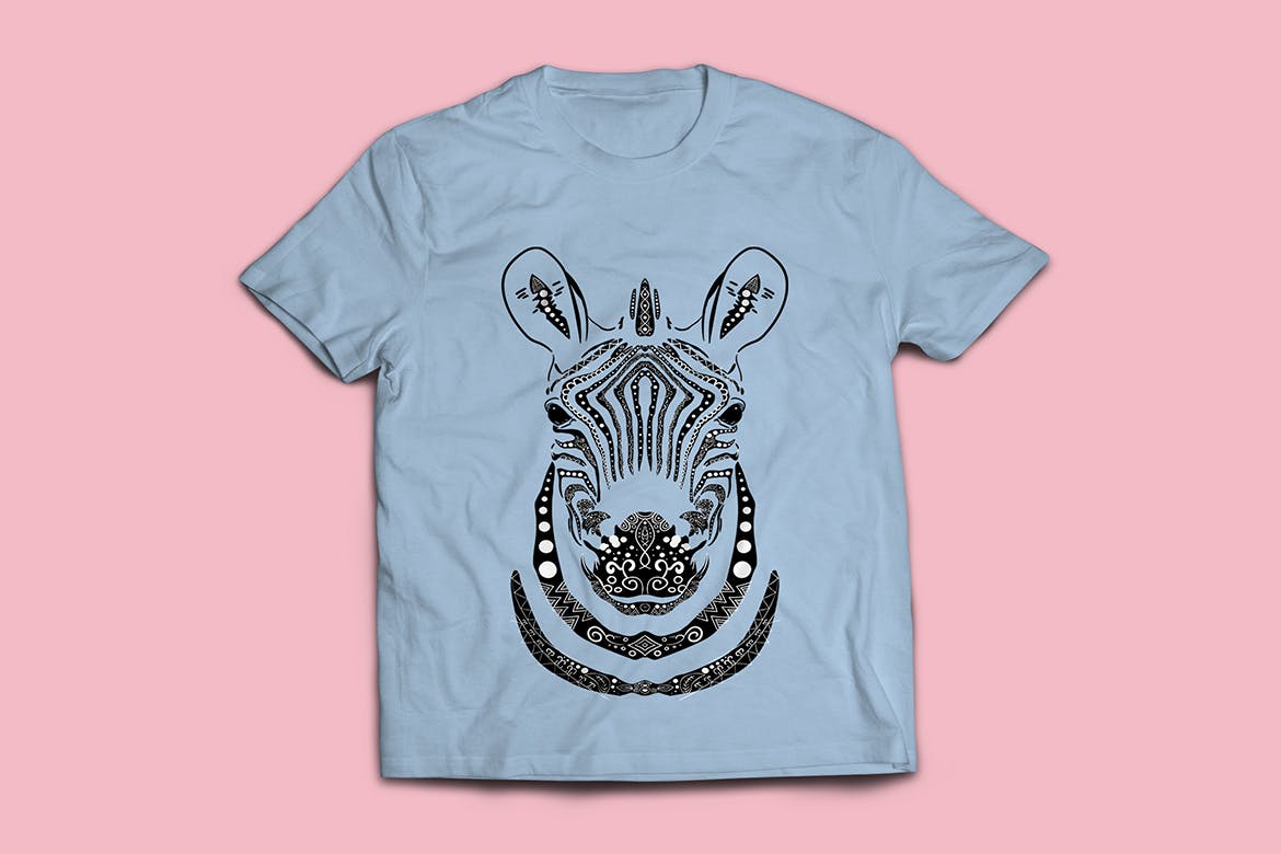 斑马-曼陀罗花手绘T恤印花图案设计矢量插画第一素材精选素材 Zebra Mandala T-shirt Design Vector Illustration插图(3)