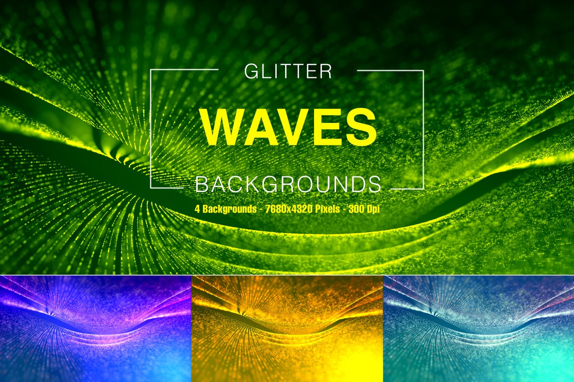 8K分辨率科技感闪光点状波纹高清背景图素材 Glitter Waves插图(1)