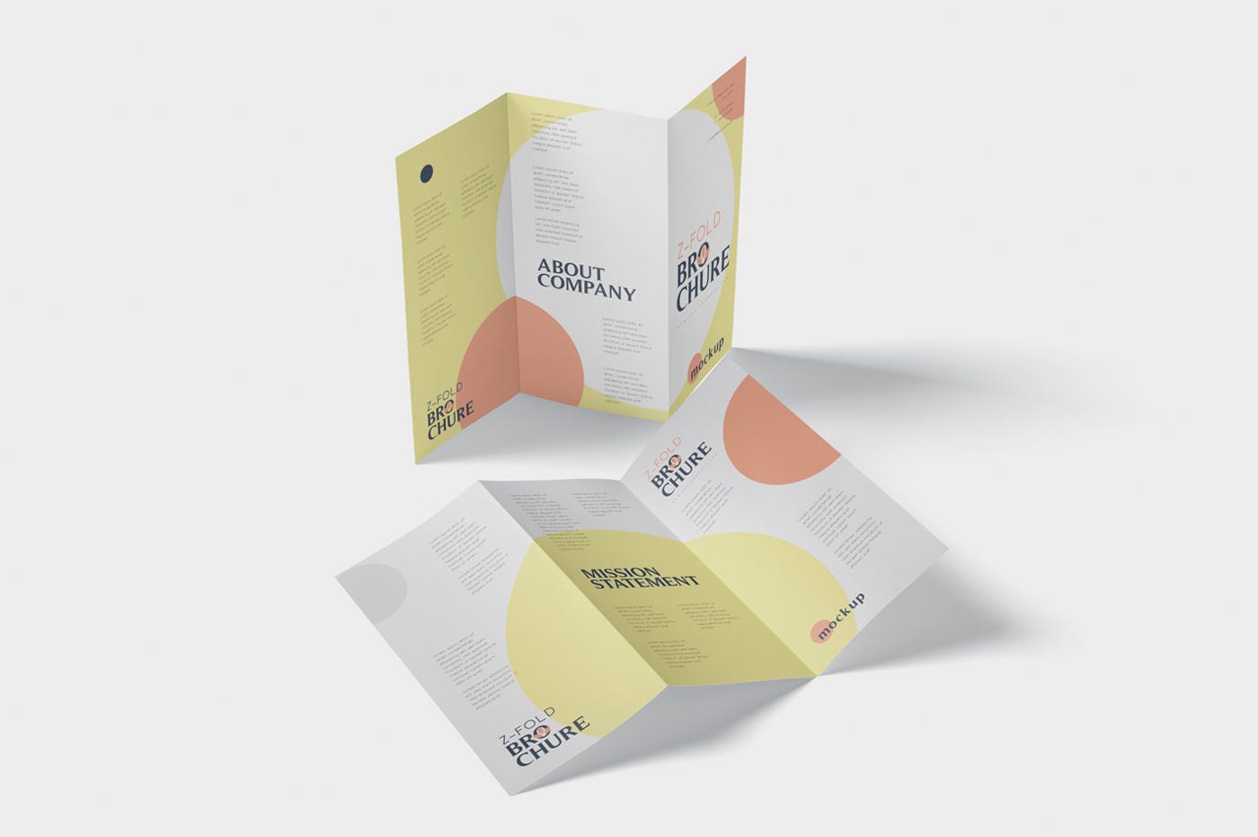 三折页设计风格企业传单/宣传单设计图样机大洋岛精选 DL Z-Fold Brochure Mockup – 99 x 210 mm Size插图2