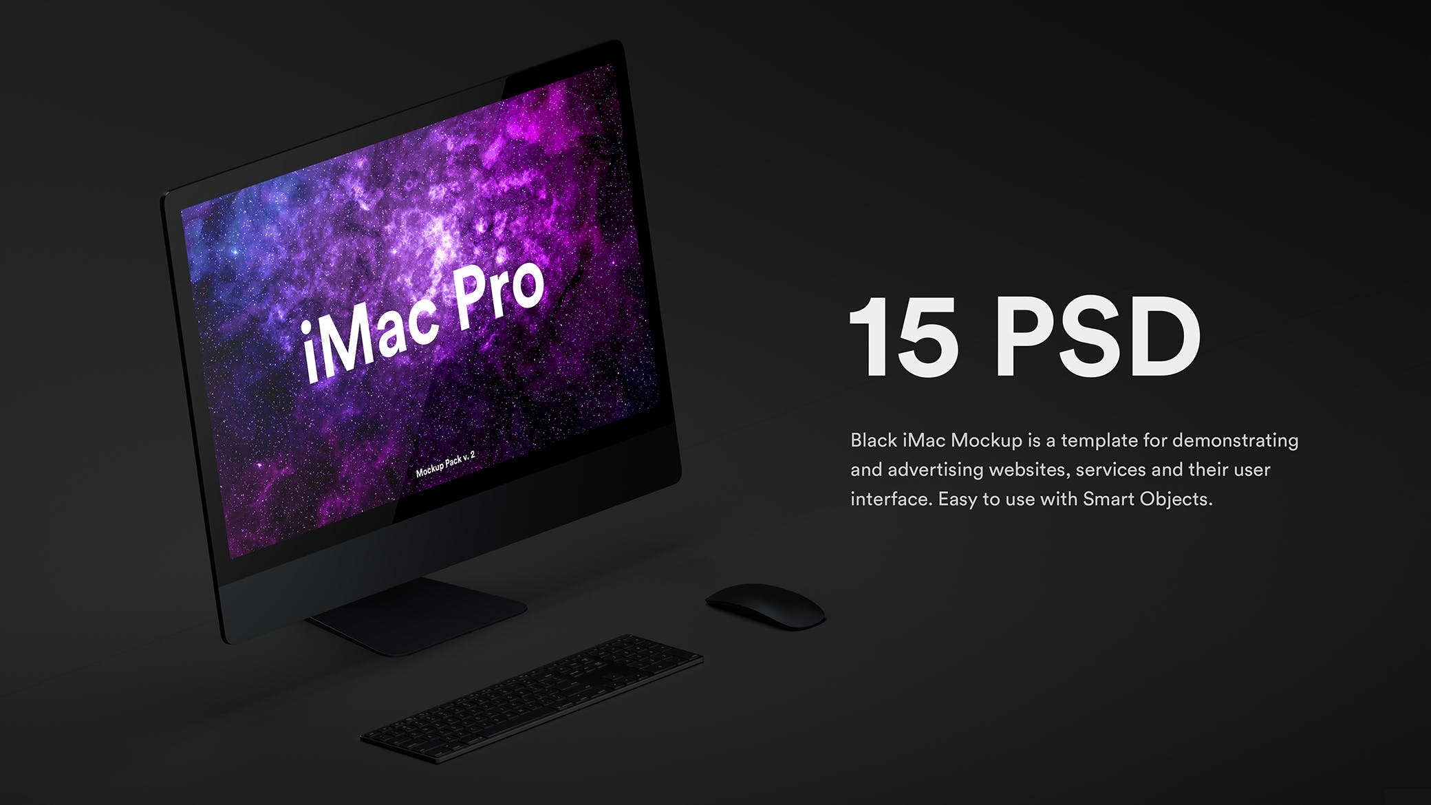 iMac Pro高端一体机电脑屏幕演示第一素材精选样机 Dark iMac Pro Mockup插图(3)