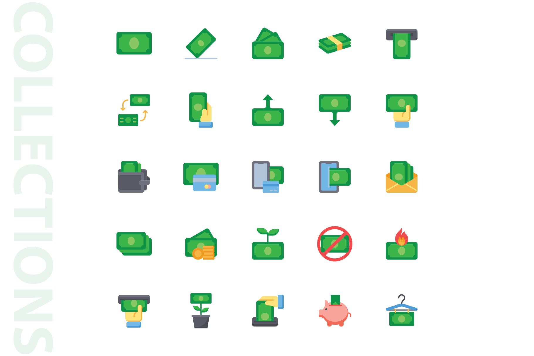 25枚金钱主题扁平设计风格矢量蚂蚁素材精选图标 Money Flat Icons插图(3)