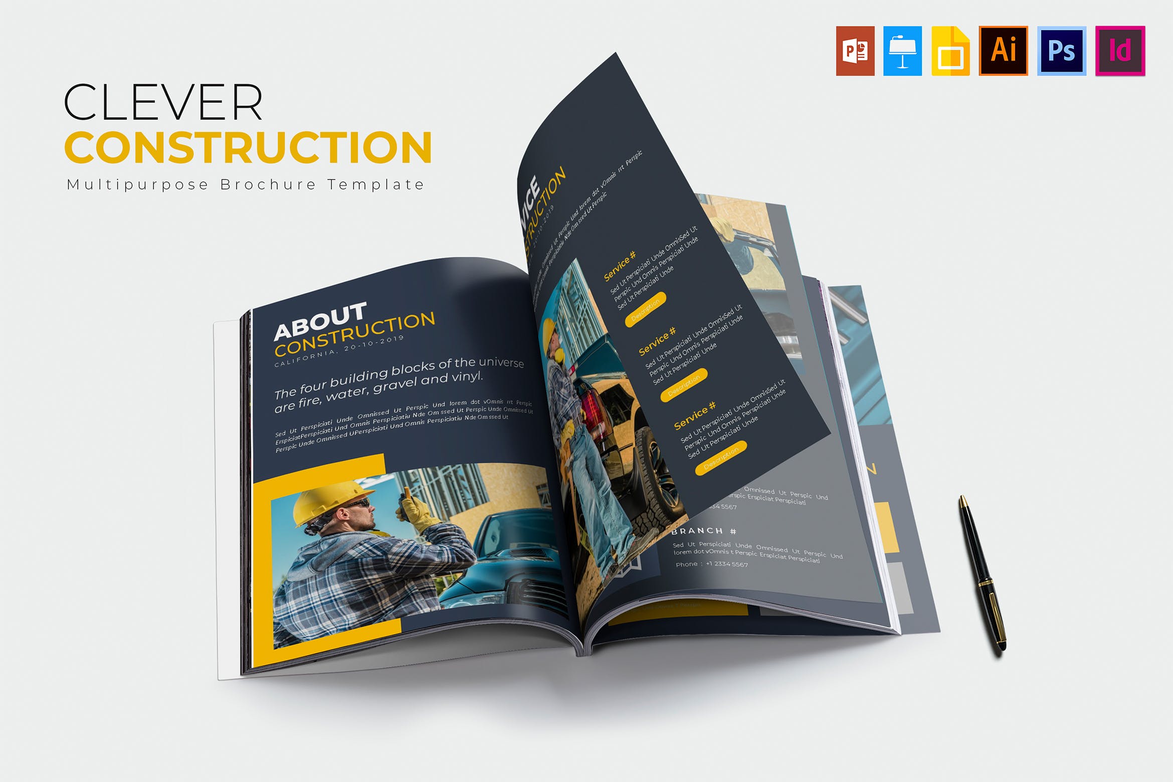 建筑公司/施工企业简介画册设计模板 Clever Construction | Brochure插图