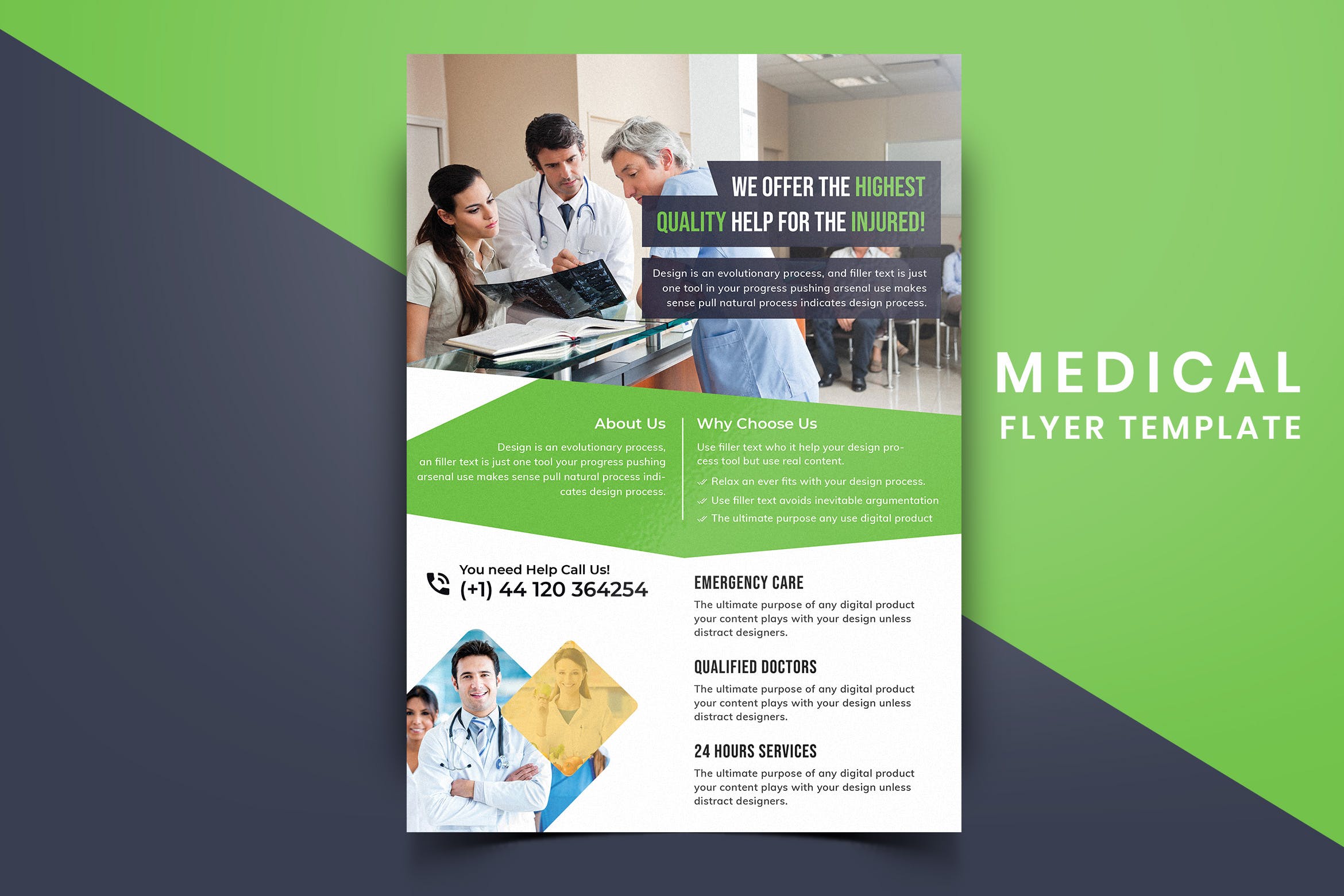 医院诊所医疗主题宣传单排版设计模板v02 Medical Flyer Template-02插图