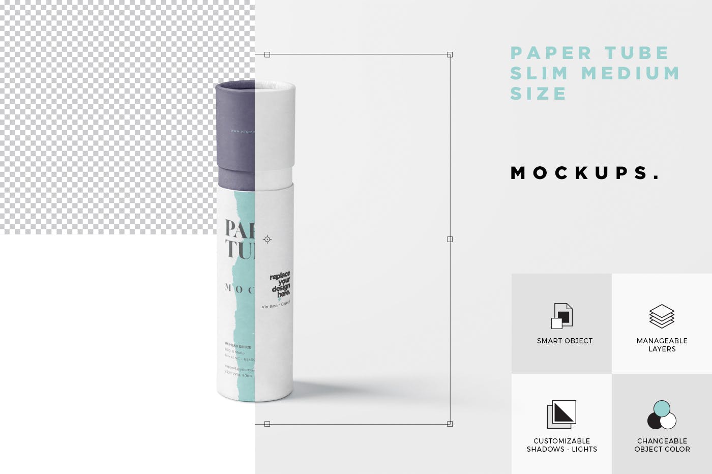 长纸管包装外观设计第一素材精选模板 Paper Tube Mockup Set – Slim Medium Size插图(6)