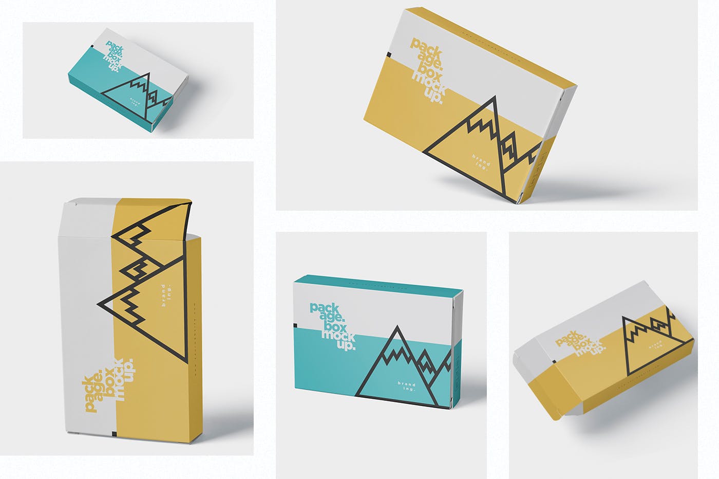 扑克牌大小扁平包装纸盒外观设计第一素材精选模板 Package Box Mock-Up – Wide – Flat Rectangle Shape插图(1)
