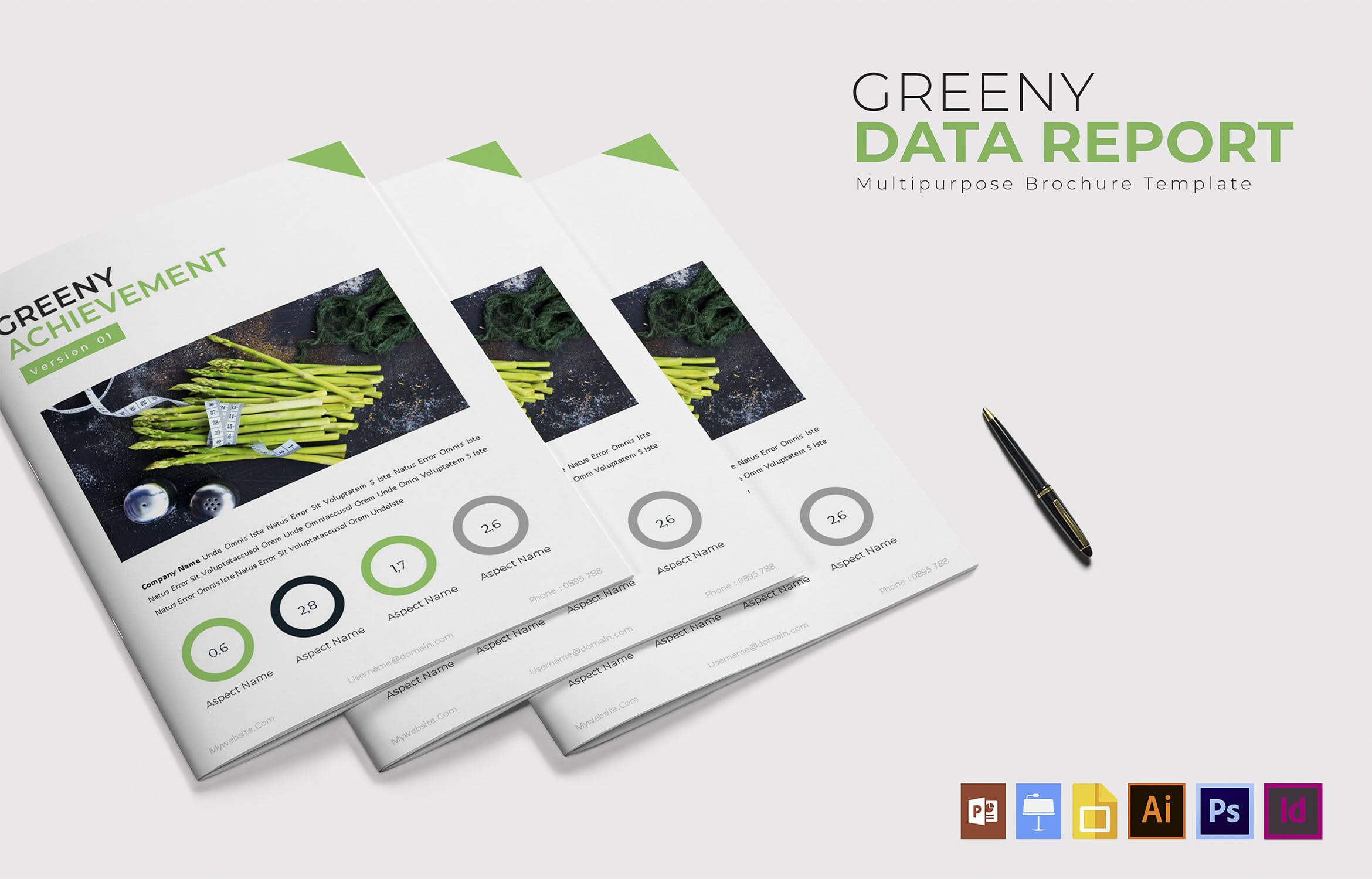绿色设计风格数据统计分析报告设计模板 Greeny Data Report | Brochure Template插图3