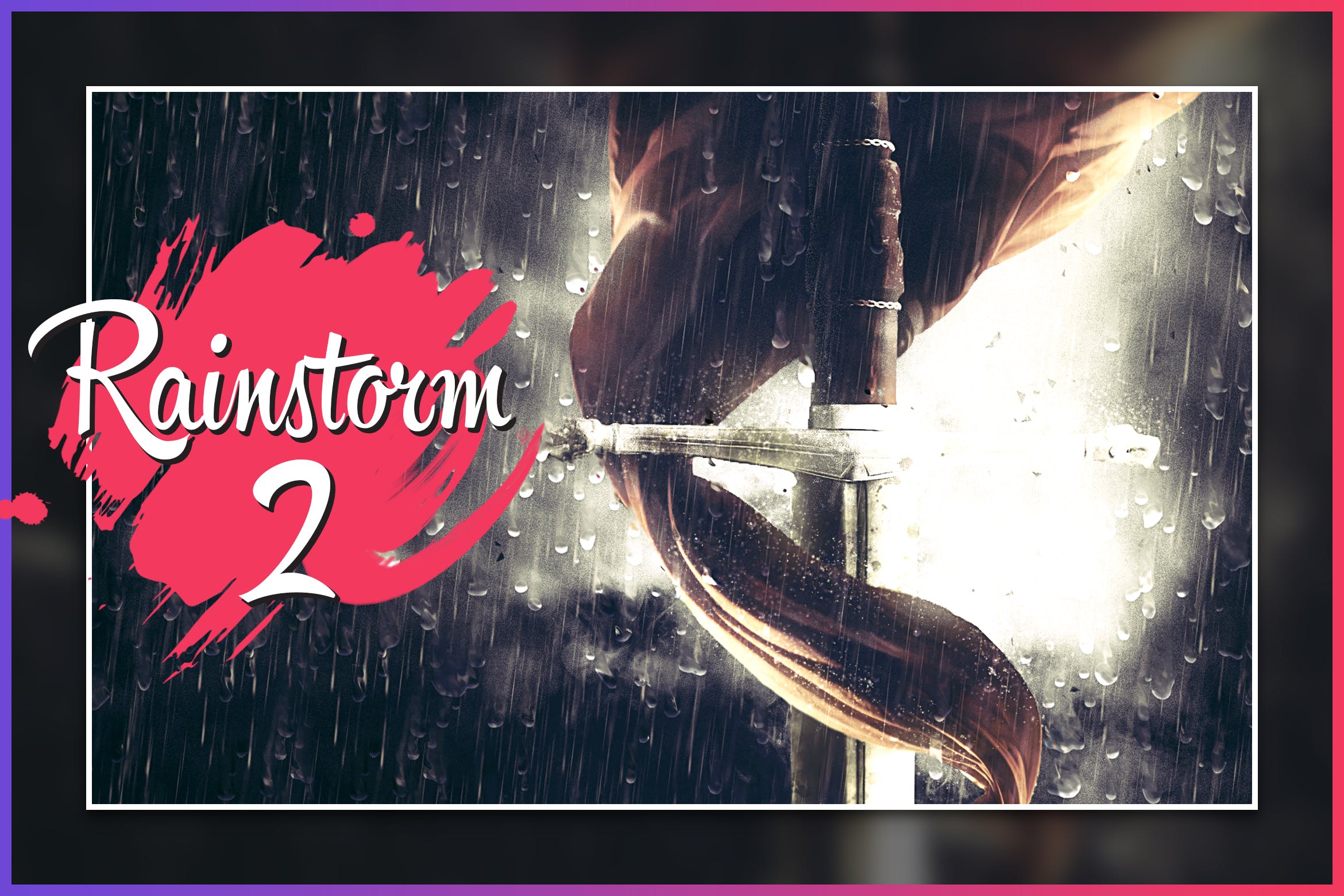 暴风雨照片背景特效第一素材精选PS动作 Rainstorm 2 CS4+ Photoshop Action插图