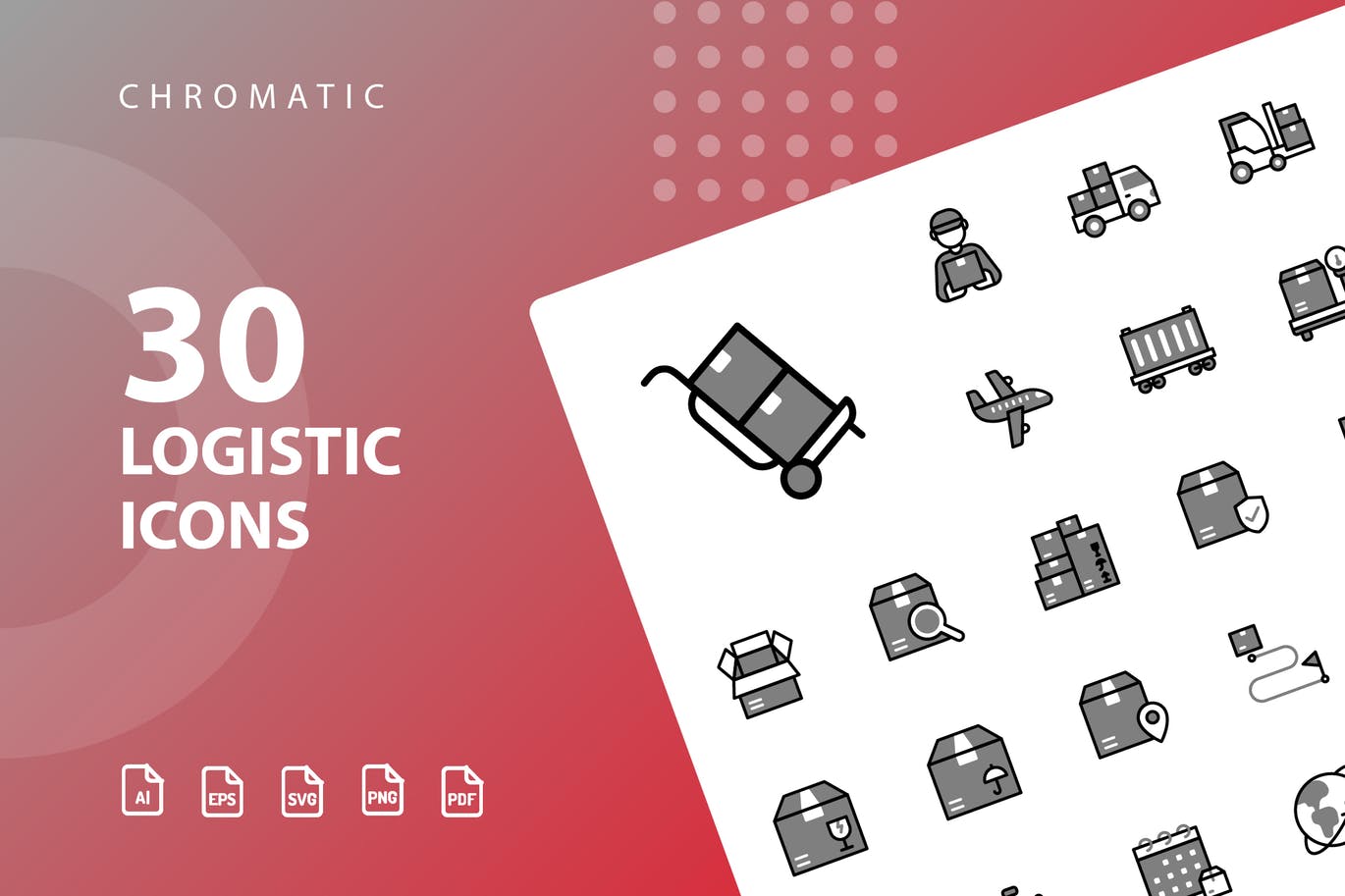 30枚Chromatic设计风格物流运输行业蚂蚁素材精选图标 Logistic Chromatic插图