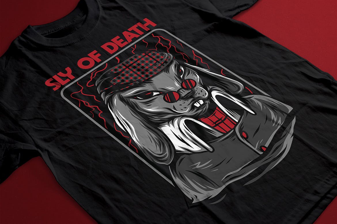 狡猾の兔潮牌T恤印花图案大洋岛精选设计素材 Sly of Death插图1