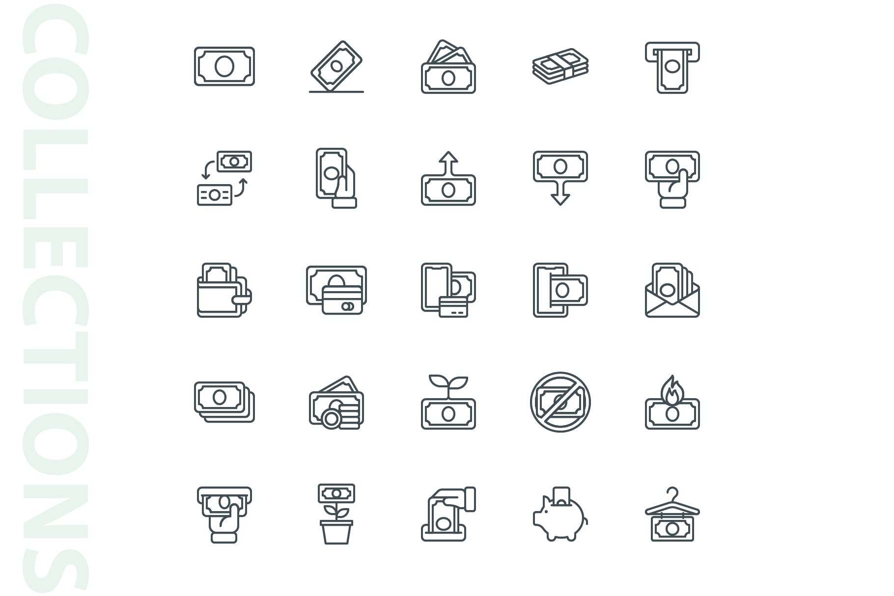 25枚金钱主题矢量线性第一素材精选图标 Money Lineart Icons插图(3)