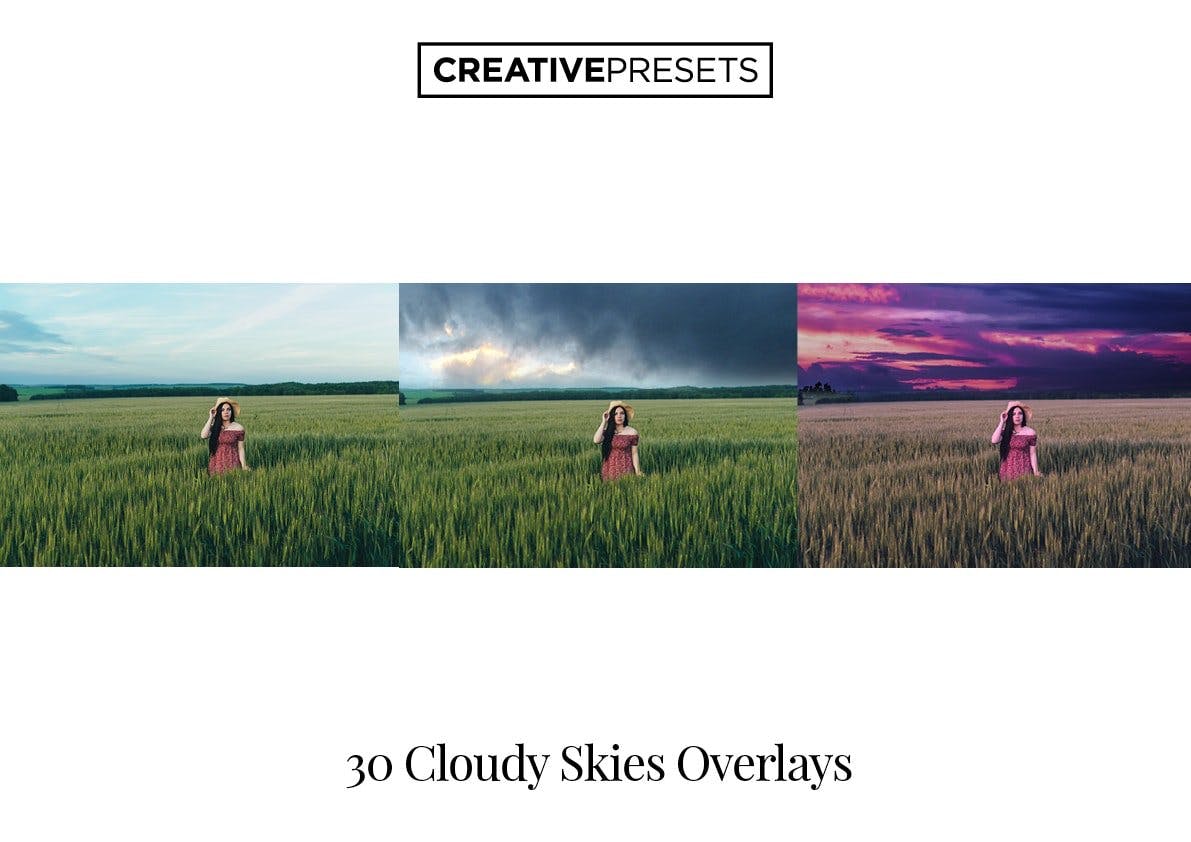 30种风格多云天空叠层背景PNG素材 Cloudy Sky Overlays插图(3)